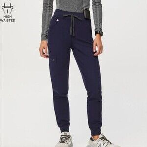 Figs Navy Blue High-Waisted Joggers